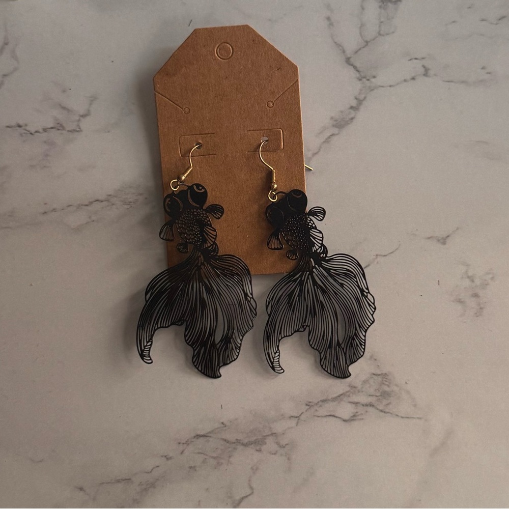 Black Fish Earrings